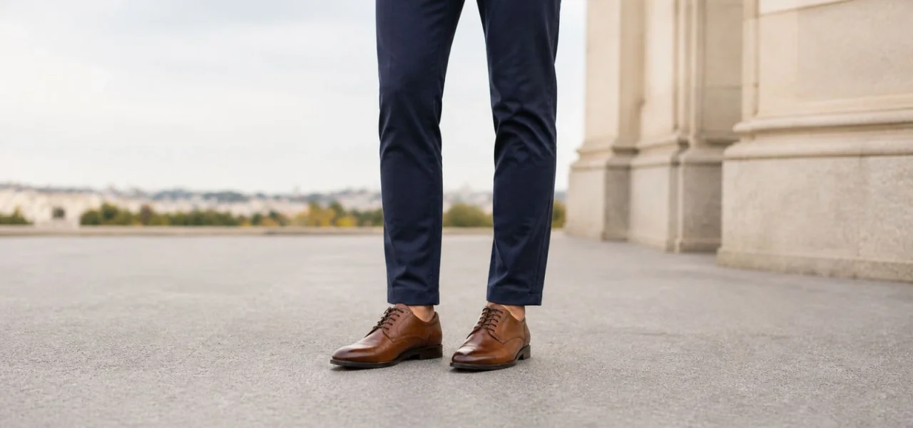 Elegant leather derby shoes with Blake construction and slim flexible sole