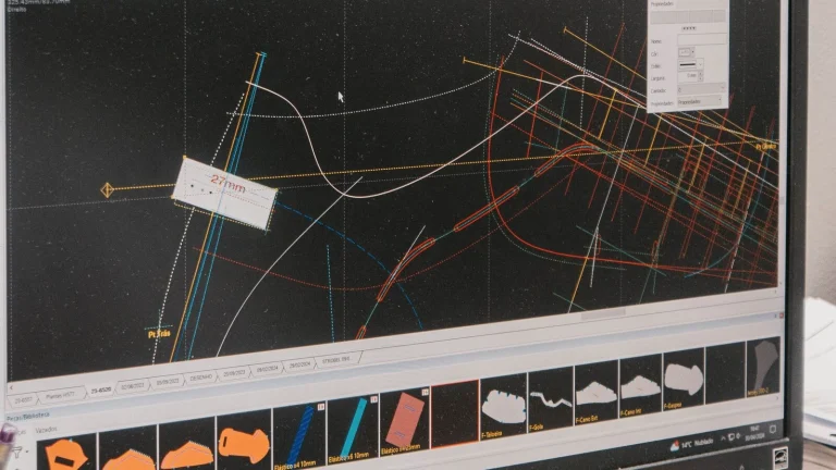 Footwear prototyping development shown in CAD software for production validation.