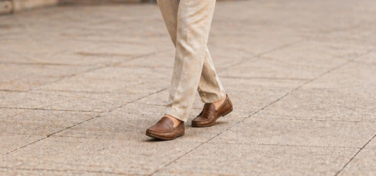 moccasin loafer shoes showcasing flexible construction and apron stitching
